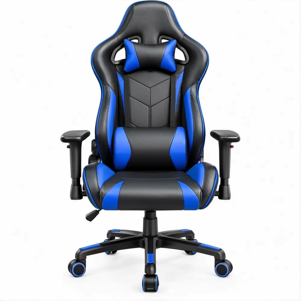 Ergonomischer Gamingstuhl in Rennsitzform Schwarz/Blau, 68 x 68 x 123–133 cm