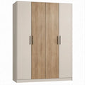 4-türiger Kleiderschrank in Beige und Eiche-Dekor, 160 x 52 x 200 cm