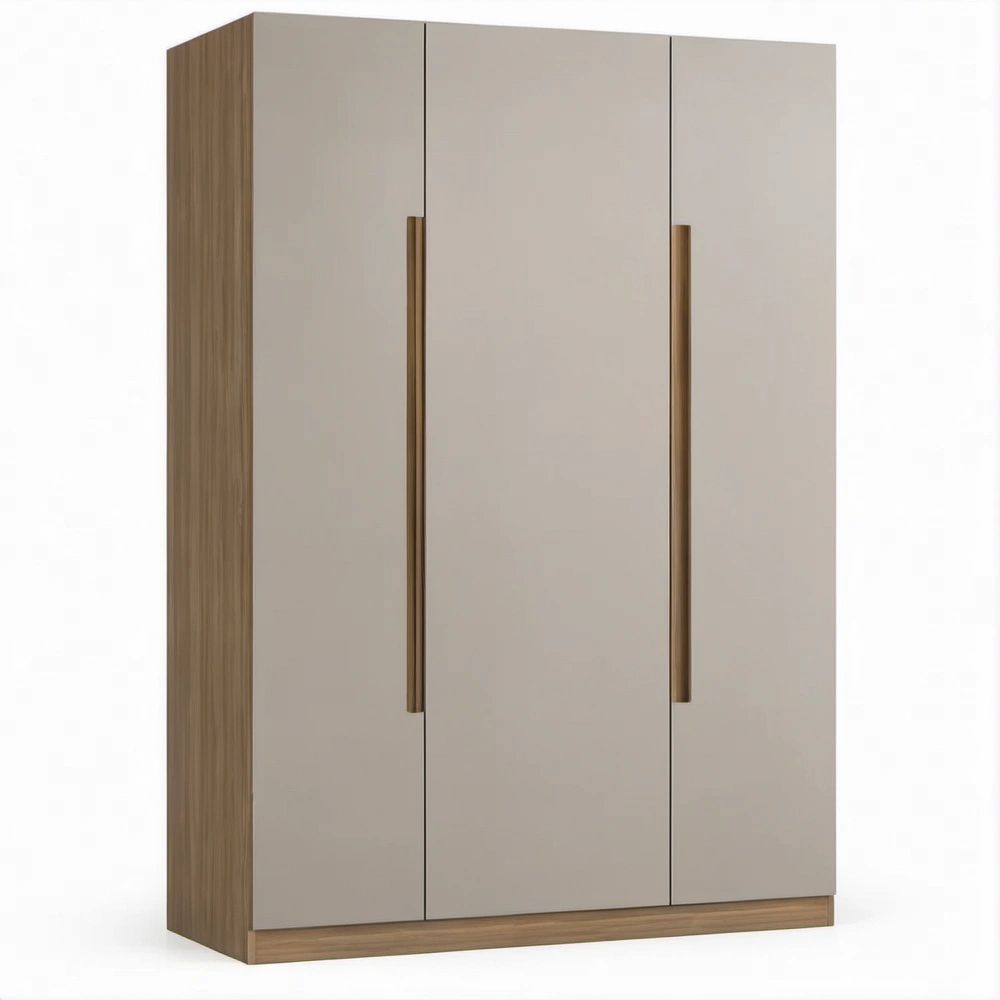 3-türiger Kleiderschrank in Kaschmir und Nussbaumoptik, 120 x 52 x 200 cm