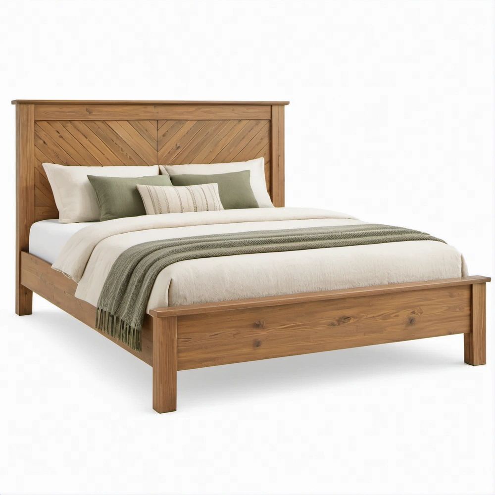 Doppelbett aus massivem Kiefernholz Naturbraun 160 x 200 cm