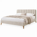 Gepolstertes Doppelbett mit Steppkopfteil, Beige/Naturbraun, Liegefläche 160 x 200 cm