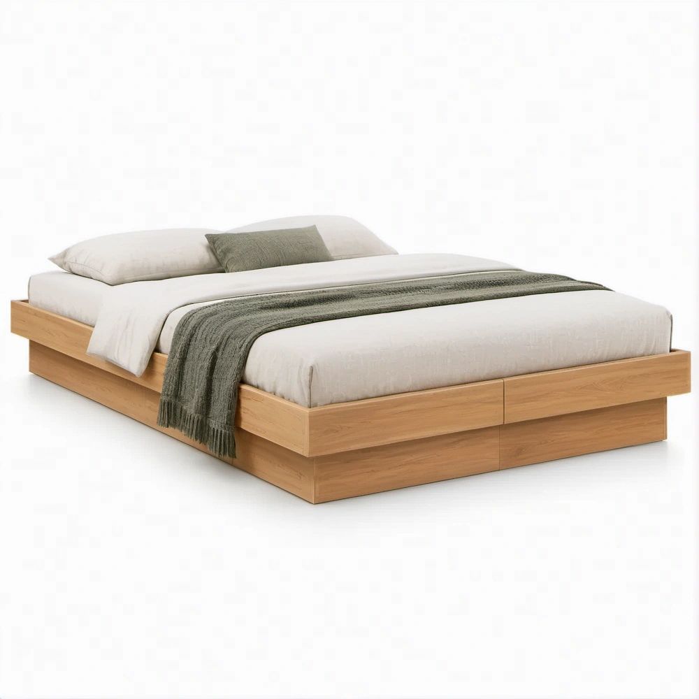 Doppelbett 180 x 200 cm mit 2 Schubladen, Eiche Natur