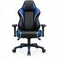 Gamingstuhl mit hoher Rückenlehne, PU-Kunstleder, Blau/Schwarz/Weiß, 65 x 65 x 120–130 cm